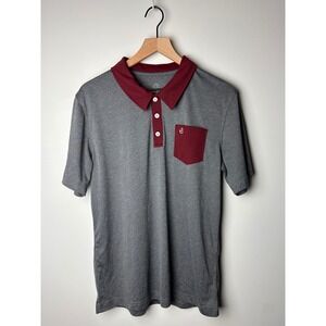 Swannies Polo‎ Shirt Mens Medium Gray Burgundy Golf Casual Short Sleeve